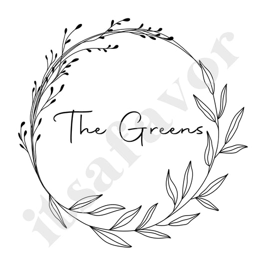 Wreath Design Black Label Or Tag (Configure In Color Of Your Choice.)