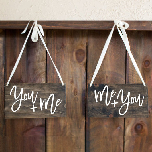 You and Me Wooden Wedding Chair Signs