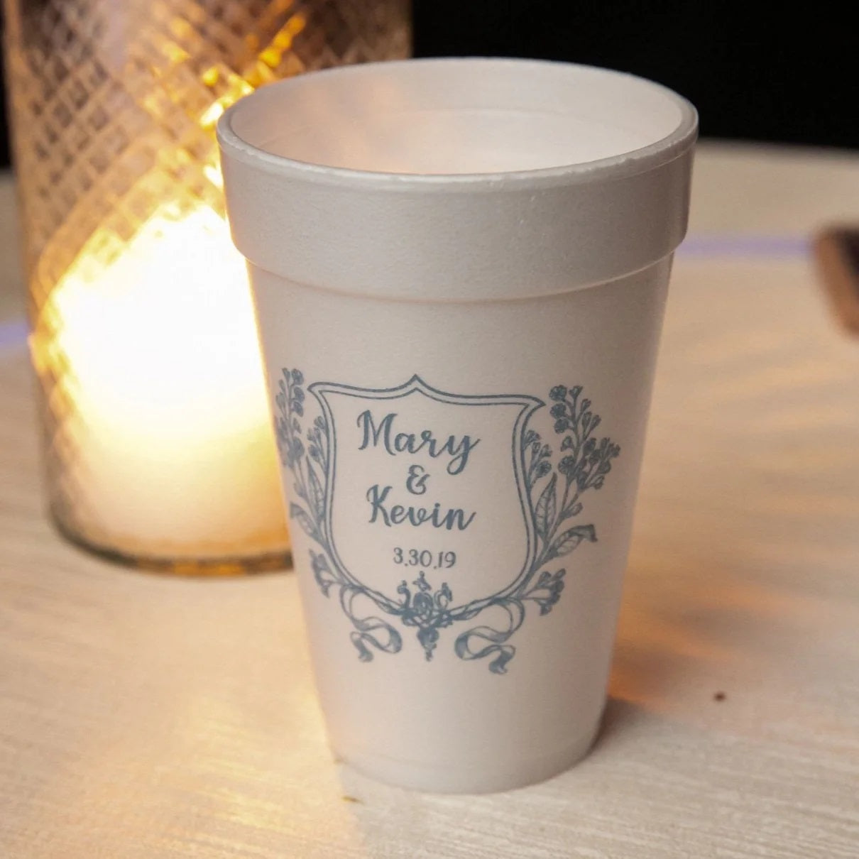 Personalized Styrofoam Cups To Match Your Wedding Theme