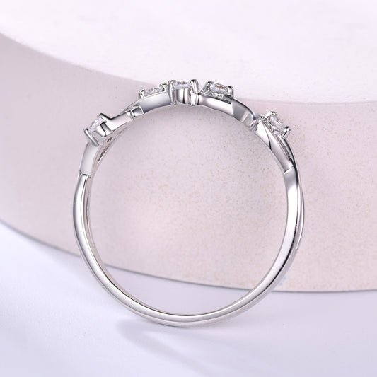 Infinity Twig Leaf Wedding Band Unique Nature Inspired Womens Ring Split Shank