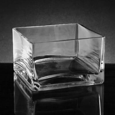 Small Square Glass Vase (4"H x 6" x 6")