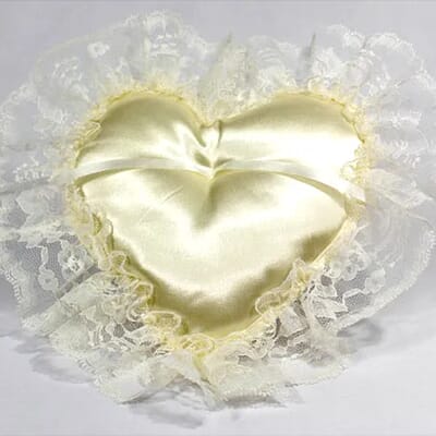 Ivory Satin Heart With Lace Trim
