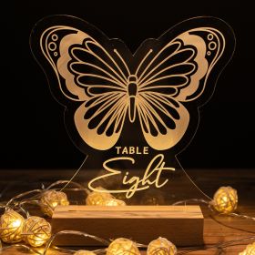 Lighted Butterfly Acrylic Table Number Sign CTL016