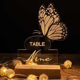 Lighted Butterfly Acrylic Table Number Sign CTL018
