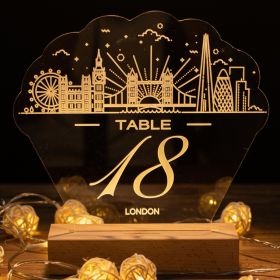 Lighted London Bridge Acrylic Table Number Sign CTL013