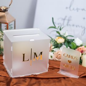 Modern Frosted Acrylic Wedding Card Box with Simple Sign CABA003