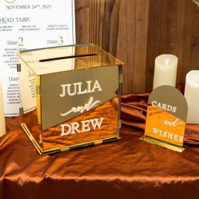 Modern Mirror Wedding Card Box With Acrylic Sign CABA005