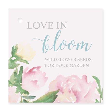 Personalized 2" Square Favor Tag - Garden Party
