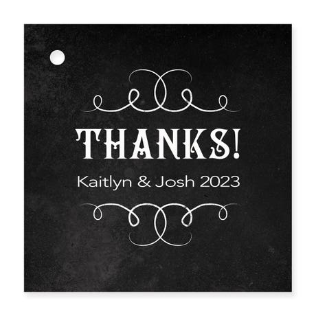 Personalized 2" Square Favor Tag - Chalkboard