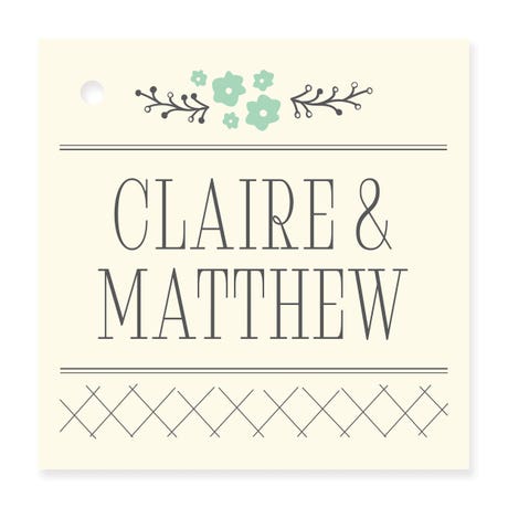 Personalized 2" Square Favor Tag - From The Heart