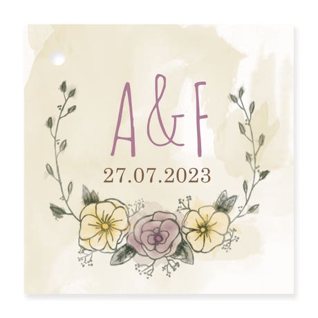 Personalized 2" Square Favor Tag - Natural Charm