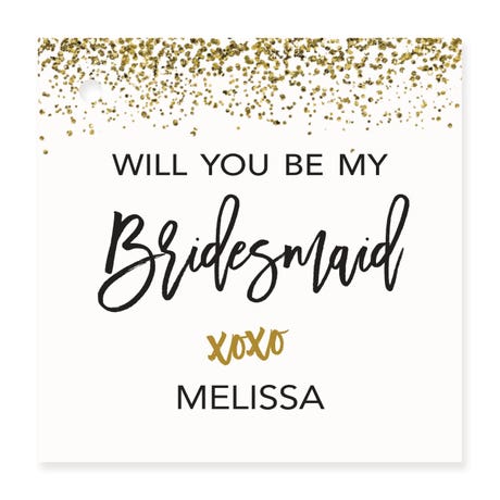 Personalized 2" Square Favor Tag - Sparkle