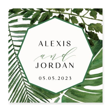 Personalized 2" Square Favor Tag - Greenery