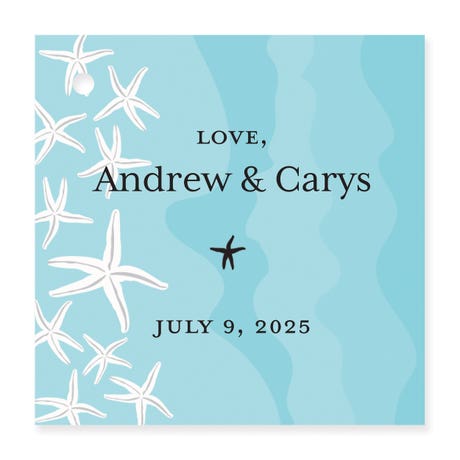 Personalized 2" Square Favor Tag - Seashore