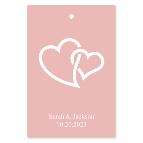 Personalized 2" x 3" Rectangle Favor Tag - Double Hearts