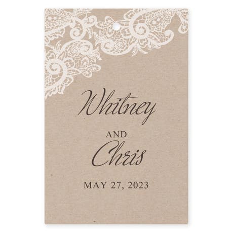 Personalized 2" x 3" Rectangle Favor Tag - Rustic Lace Medley