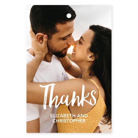 Personalized 2" x 3" Rectangle Photo Favor Tag - Handwritten Elegance