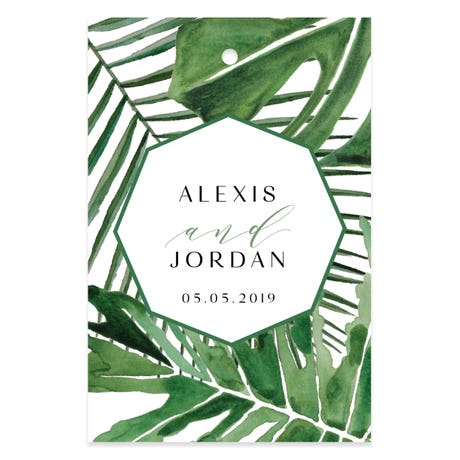 Personalized 2" x 3" Rectangle Favor Tag - Greenery