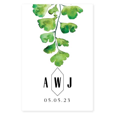Personalized 2" x 3" Rectangle Favor Tag - Greenery Geo Monogram
