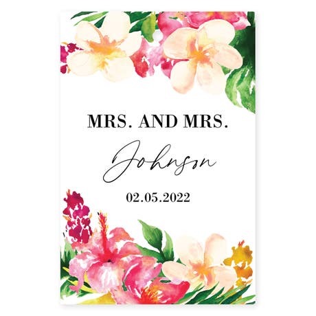Personalized 2" x 3" Rectangle Favor Tag - Tropical Floral