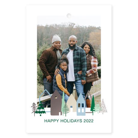 Personalized 2" x 3" Rectangle Photo Favor Tag - Winter Cottages