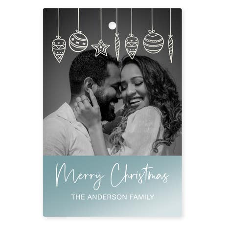 Personalized 2" x 3" Rectangle Photo Favor Tag - Christmas Ornaments