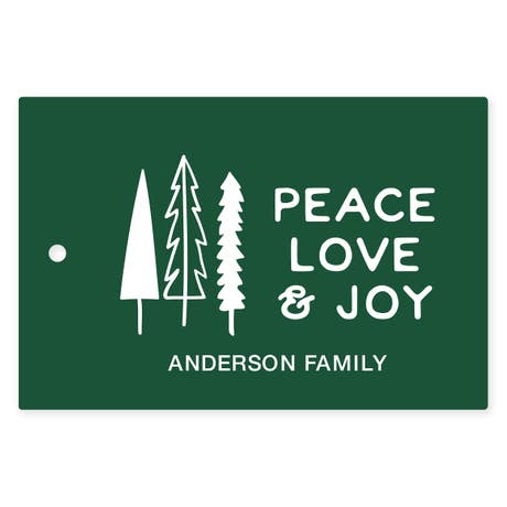 Personalized 2" x 3" Rectangle Favor Tag - Peace, Love & Joy