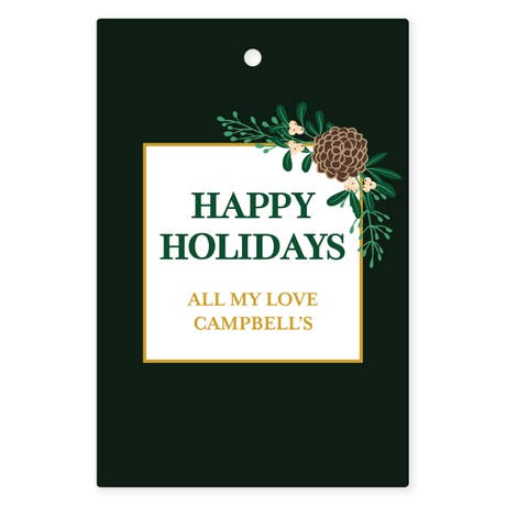 Personalized 2" x 3" Rectangle Favor Tag - Happy Holidays