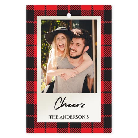 Personalized 2" x 3" Rectangle Photo Favor Tag - Buffalo Plaid