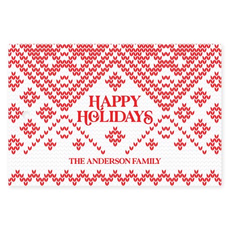 Personalized 2" x 3" Rectangle Favor Tag - Knit Sweater Snowflake