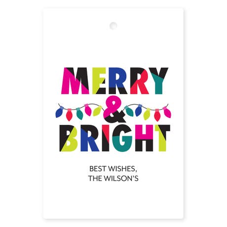 Personalized 2" x 3" Rectangle Favor Tag - Merry & Bright