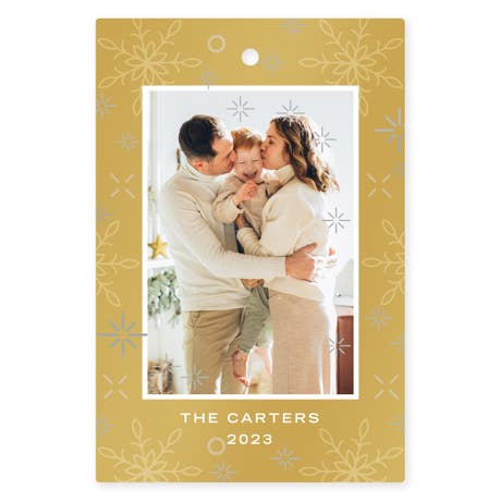 Personalized 2" x 3" Rectangle Photo Favor Tag - Falling Snowflakes