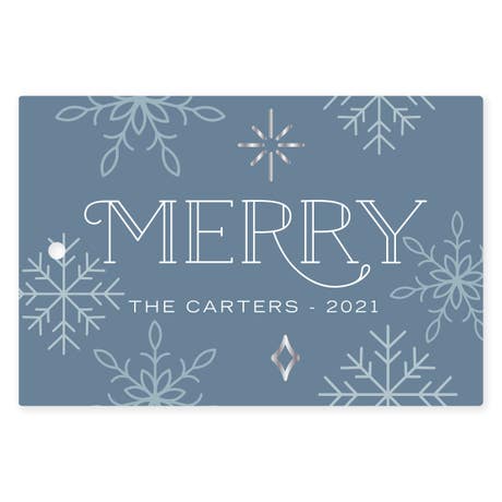 Personalized 2" x 3" Rectangle Favor Tag - Falling Snowflakes