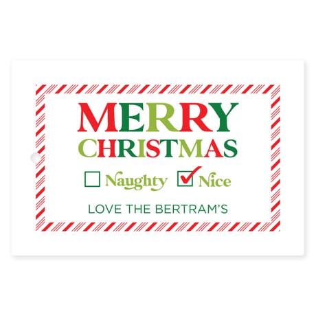 Personalized 2" x 3" Rectangle Favor Tag - Candy Cane Striped