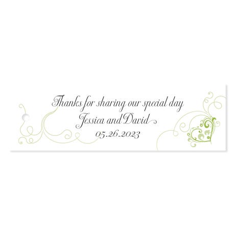 Small Rectangular Favor Tag - Heart Filigree