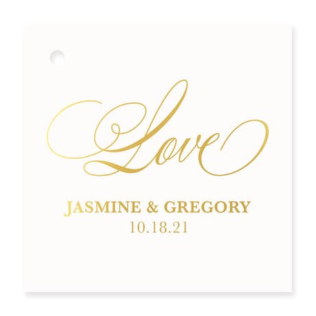 Personalized 2" Metallic Foil Square Favor Tag - Glitz & Glam