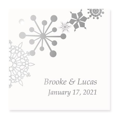 Personalized 2" Metallic Foil Square Favor Tag - Winter Finery