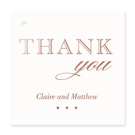 Personalized 2" Metallic Foil Square Favor Tag - Burlap Chic