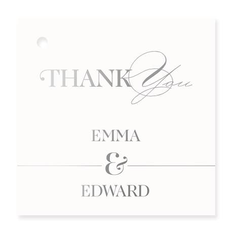 Personalized 2" Metallic Foil Square Favor Tag - Classic Script