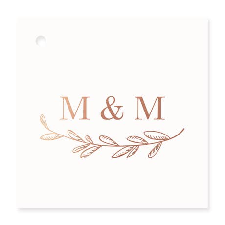 Personalized 2" Metallic Foil Square Favor Tag - Garland Monogram