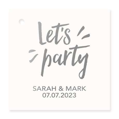 Personalized 2" Metallic Foil Square Favor Tag - Let's Party