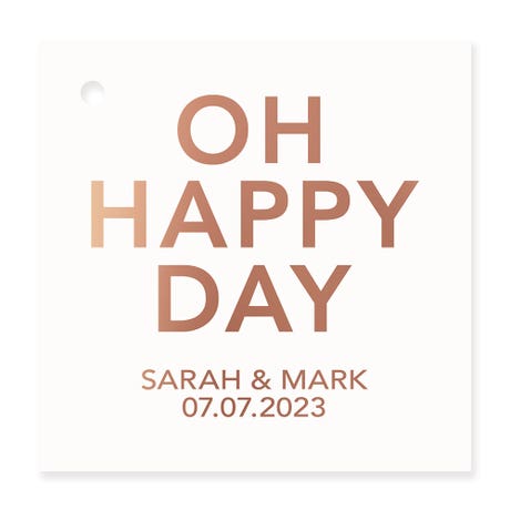 Personalized 2" Metallic Foil Square Favor Tag - Oh Happy Day