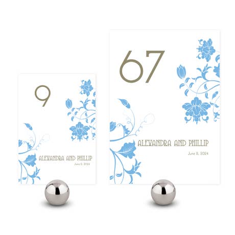 Personalized Wedding Reception Table Number Cards - Floral Orchestra - Pack of 12