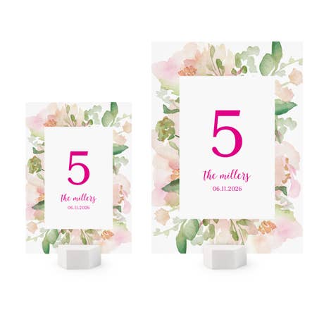 Personalized Wedding Reception Table Number Cards - Floral Garden Party - Pack of 12