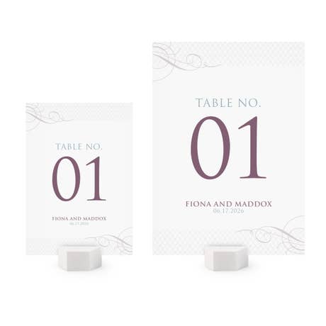 Personalized Wedding Reception Table Number Cards - Contemporary Vintage - Pack of 12