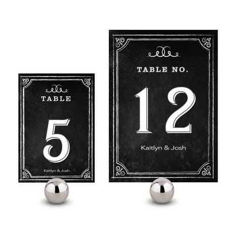 Personalized Wedding Reception Table Number Cards - Chalkboard - Pack of 12