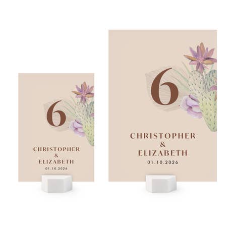 Personalized Wedding Reception Table Number Cards - Sunkissed Desert - Pack of 12