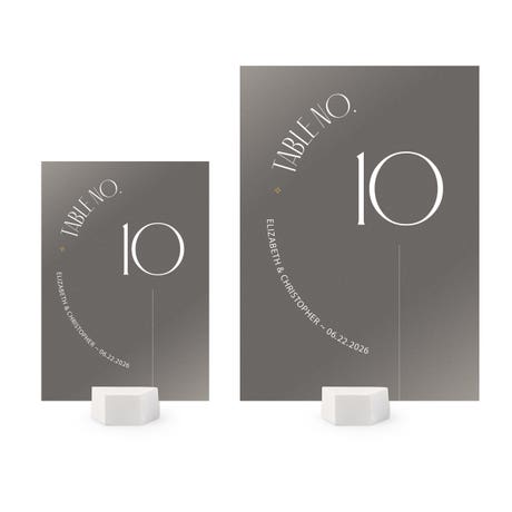 Personalized Metallic Wedding Reception Table Number Cards - Luna - Pack of 12