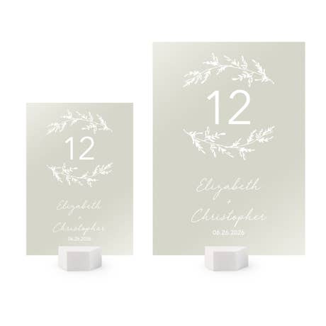 Personalized Metallic Wedding Reception Table Number Cards - Signature Script - Pack of 12