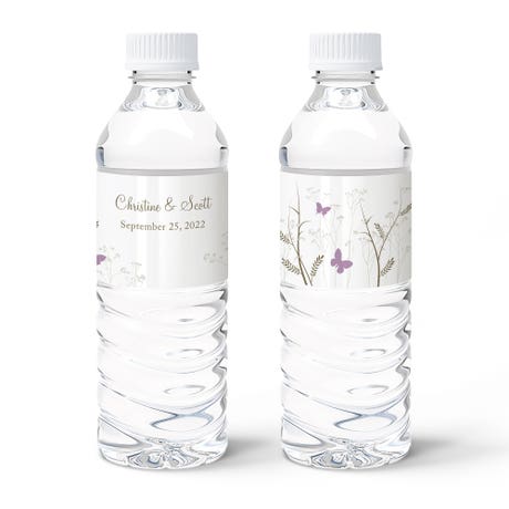 Personalized Water Bottle Labels - Romantic Butterfly